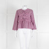 Ganni Pink and Brown Stripe Tie Front Blouse