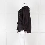 Pranella Black Cotton and Lace Frilled Blouse