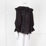 Pranella Black Cotton and Lace Frilled Blouse