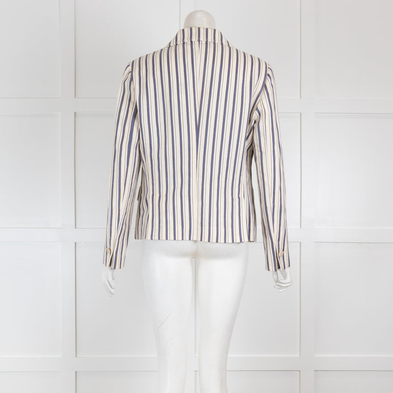 Loro Piana Cream, Blue & Brown Pin Stripe Blazer