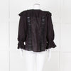 Pranella Black Cotton and Lace Frilled Blouse