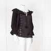 Pranella Black Cotton and Lace Frilled Blouse