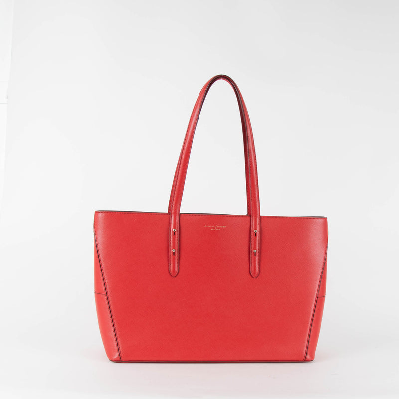Aspinal Of London Red Leather Large Tote Bag