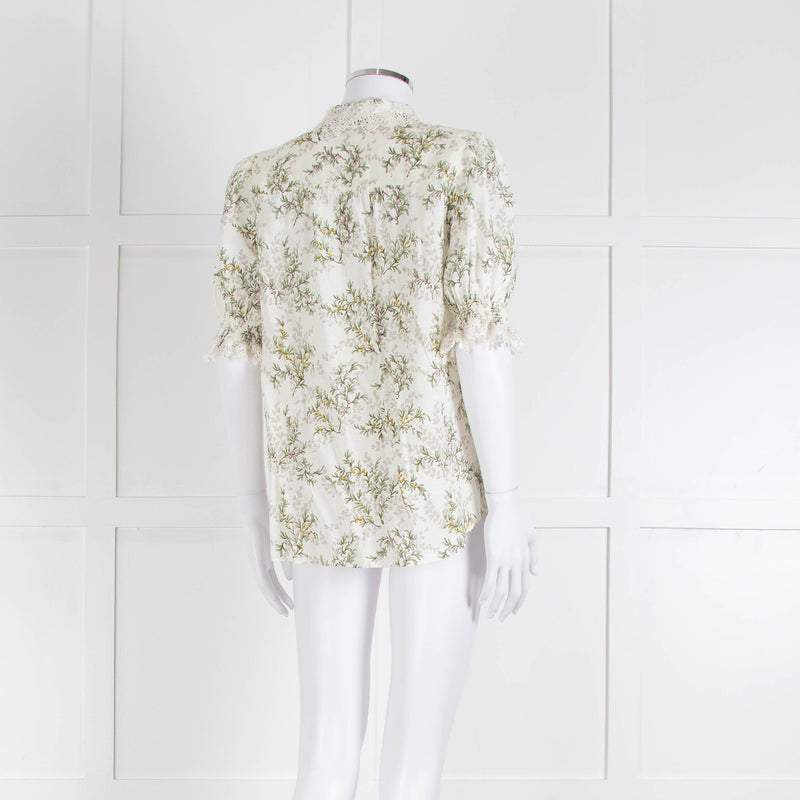 Me + Em Pale Floral Blouse With Lace Collar