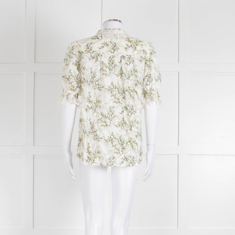 Me + Em Pale Floral Blouse With Lace Collar