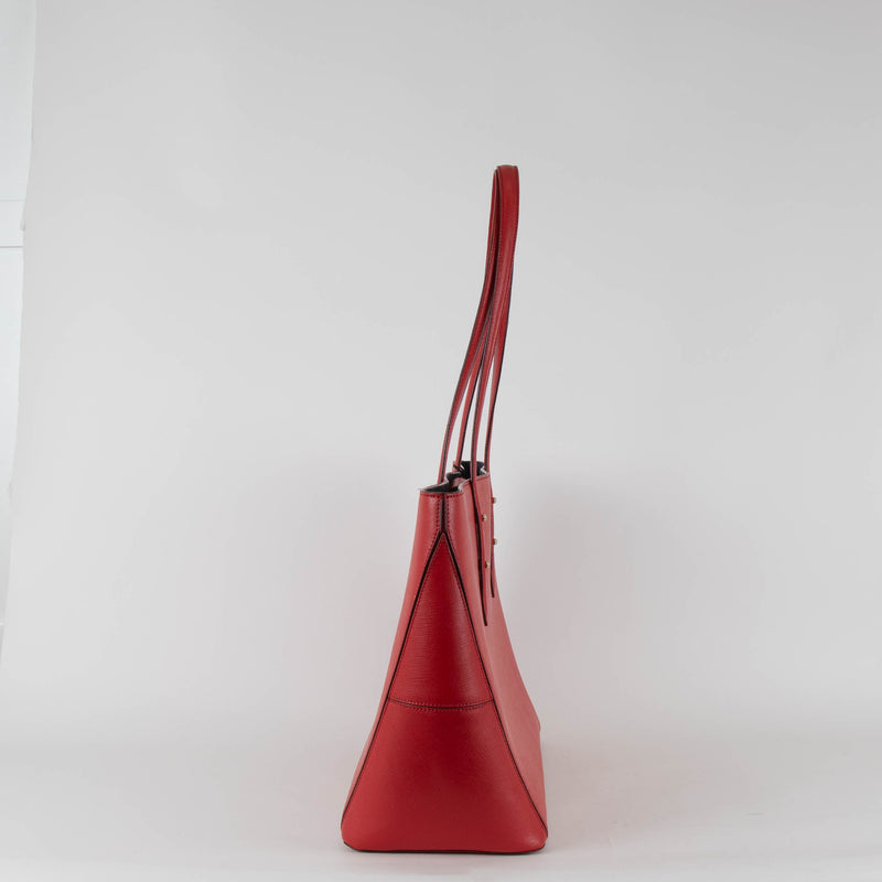 Aspinal Of London Red Leather Large Tote Bag