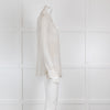 Loro Piana Beige Sheer Silk Blouse with White Stripes