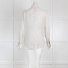 Loro Piana Beige Sheer Silk Blouse with White Stripes