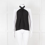 A.L.C Black Plisse Halterneck Blouse