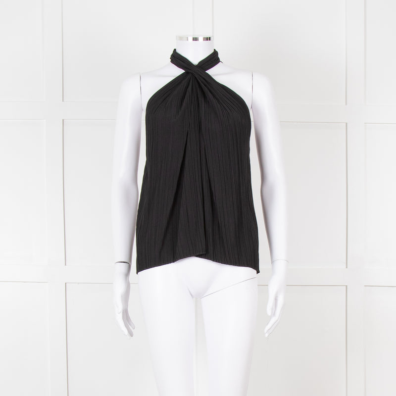 A.L.C Black Plisse Halterneck Blouse
