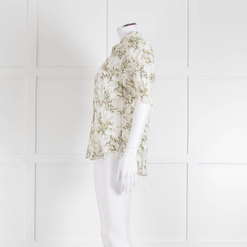 Me + Em Pale Floral Blouse With Lace Collar