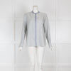 Loro Piana Blue & White Silk Blouse with Grandad Collar