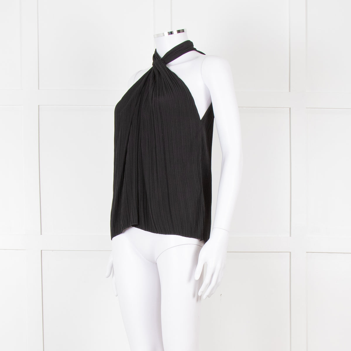 A.L.C Black Plisse Halterneck Blouse
