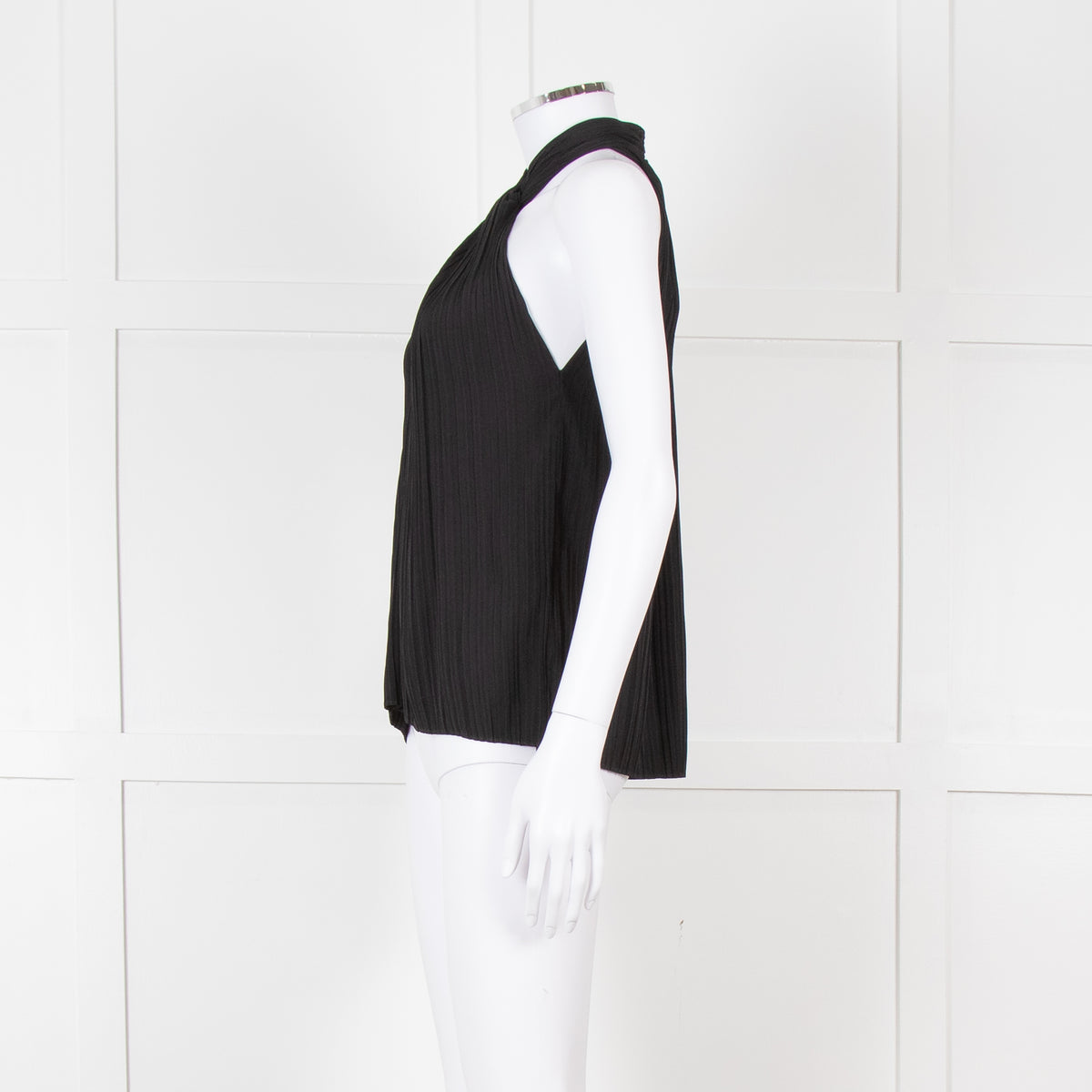 A.L.C Black Plisse Halterneck Blouse