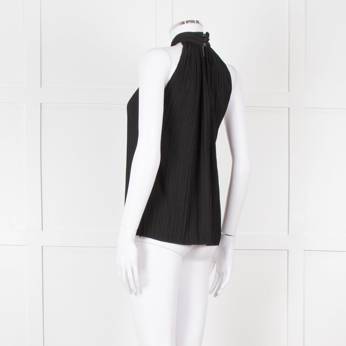 A.L.C Black Plisse Halterneck Blouse