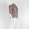 Sandro Silk Multicoloured Floral Top With Puffed Sleeves