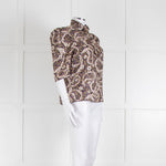 Sandro Silk Multicoloured Floral Top With Puffed Sleeves