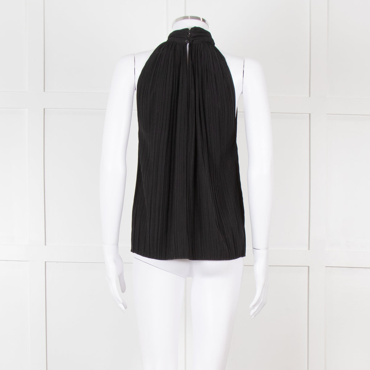 A.L.C Black Plisse Halterneck Blouse