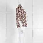 Sandro Silk Multicoloured Floral Top With Puffed Sleeves