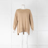 Max Mara Beige Round Neck Jumper with Side Splits