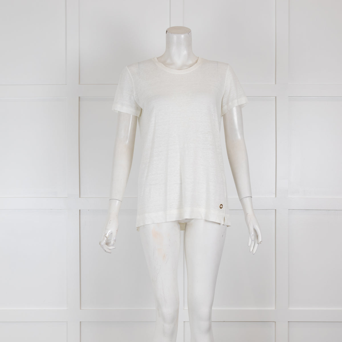 Loro Piana Cream Fine Knit Short Sleeve Top