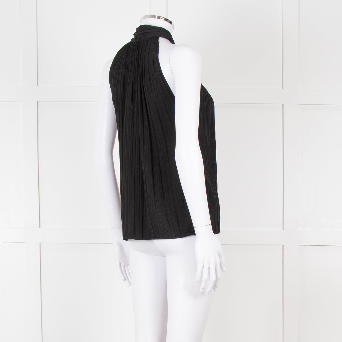 A.L.C Black Plisse Halterneck Blouse
