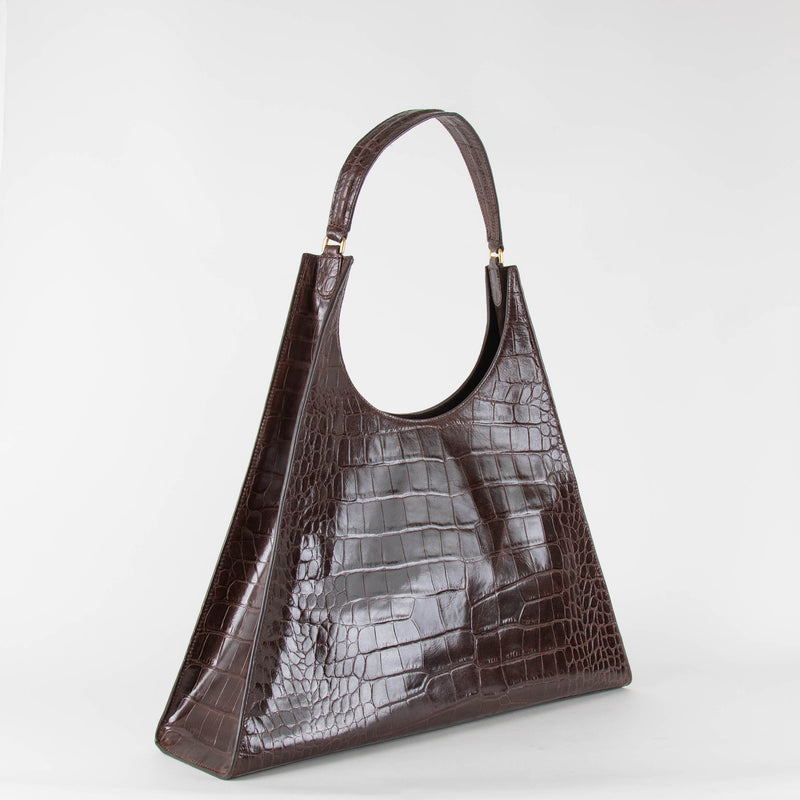 Staud Brown Croc Effect Rey Bag
