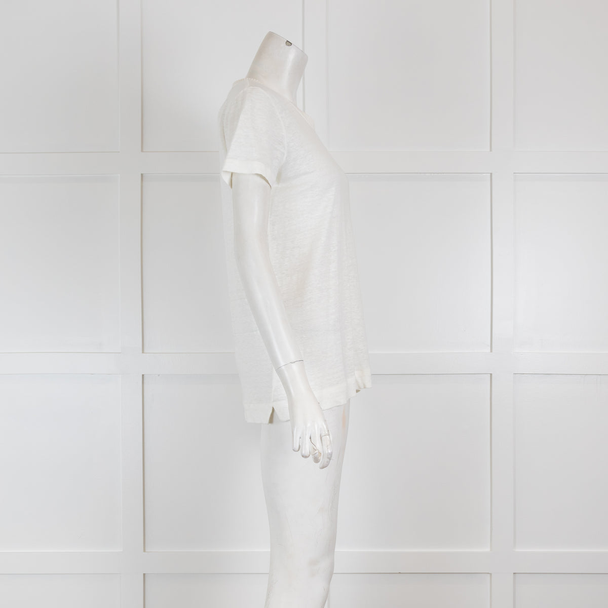 Loro Piana Cream Fine Knit Short Sleeve Top