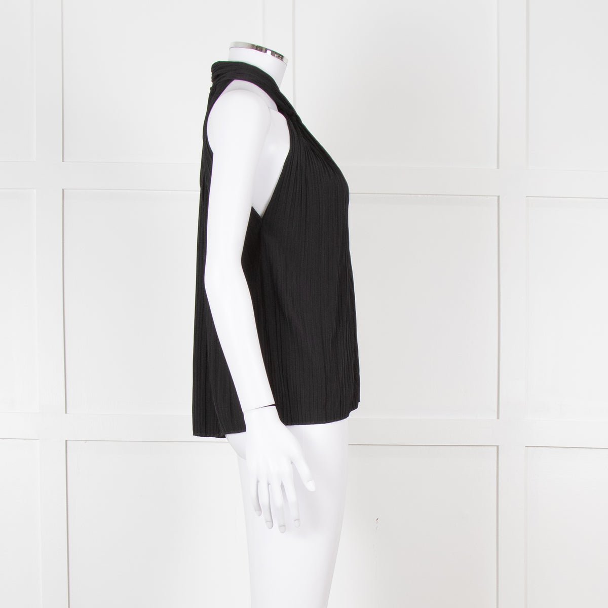 A.L.C Black Plisse Halterneck Blouse