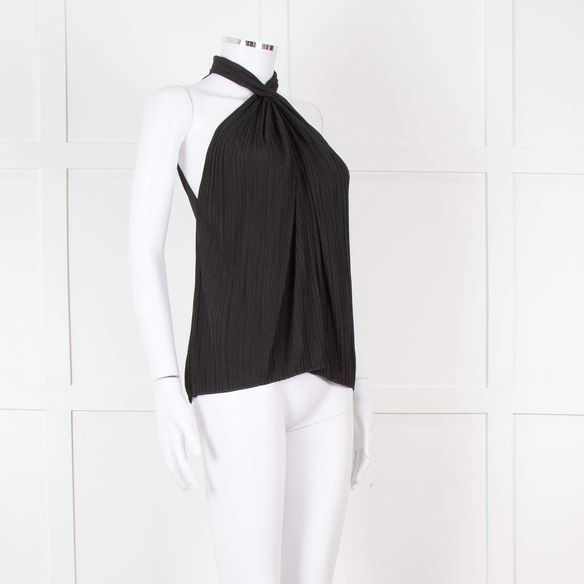A.L.C Black Plisse Halterneck Blouse