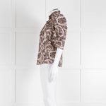 Sandro Silk Multicoloured Floral Top With Puffed Sleeves