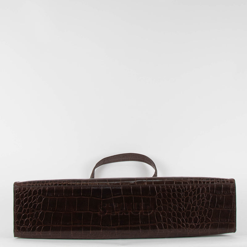 Staud Brown Croc Effect Rey Bag
