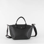 Longchamp Black Leather Le Pliage Tote Bag