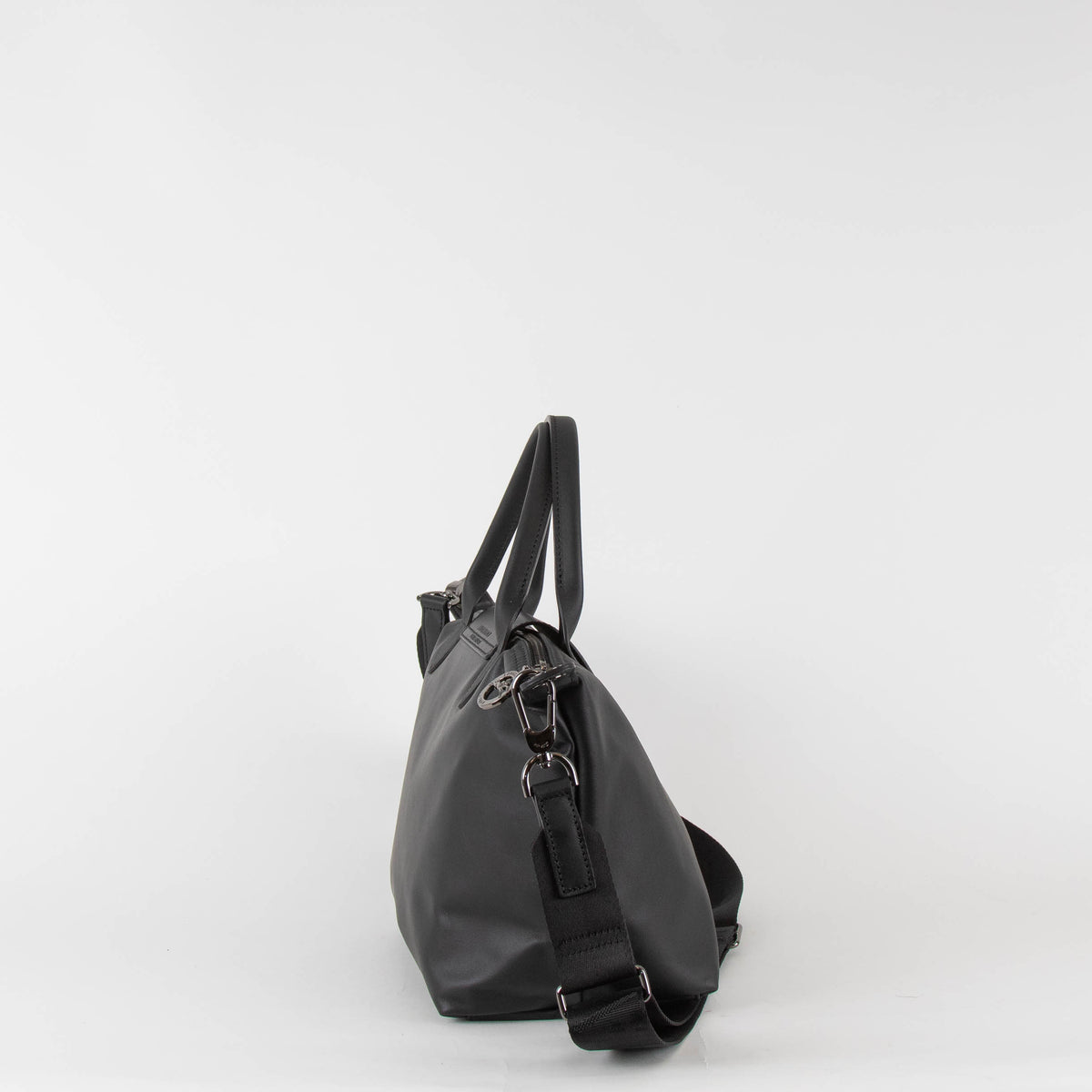 Longchamp Black Leather Le Pliage Tote Bag