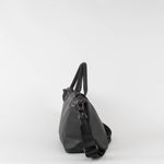 Longchamp Black Leather Le Pliage Tote Bag