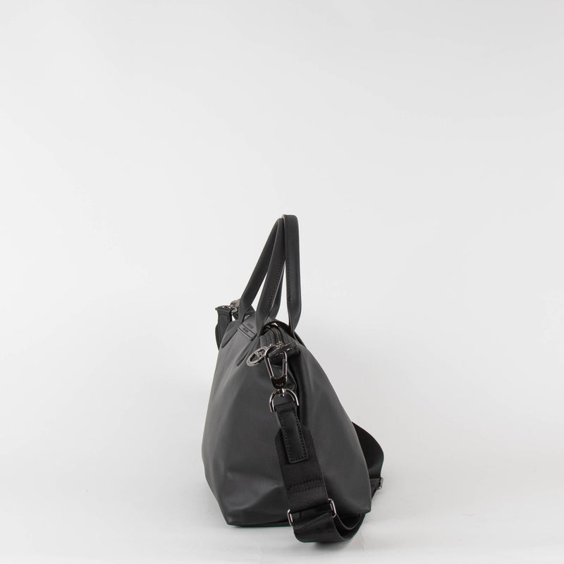 Longchamp Black Leather Le Pliage Tote Bag