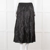 Vince Black Satin Smock Waist Midi Skirt