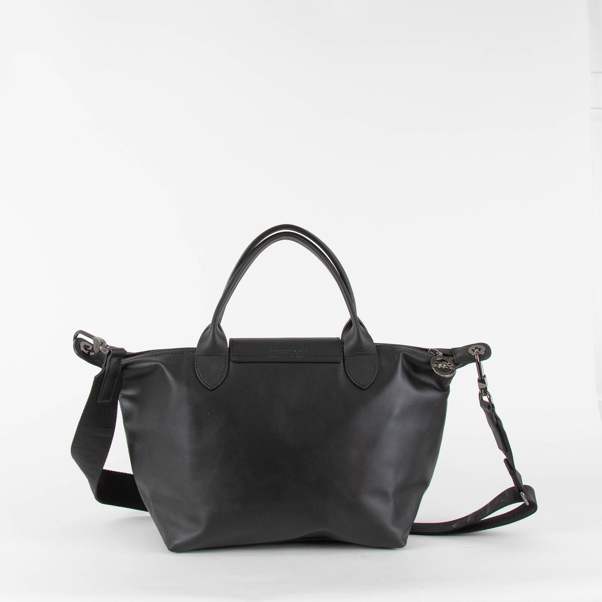 Longchamp Black Leather Le Pliage Tote Bag
