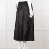 Vince Black Satin Smock Waist Midi Skirt