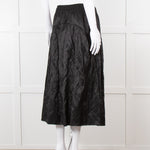 Vince Black Satin Smock Waist Midi Skirt