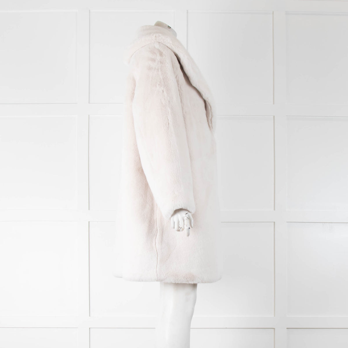 Donna Karan Cream Faux Fur Coat