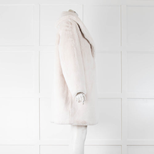 Donna Karan Cream Faux Fur Coat