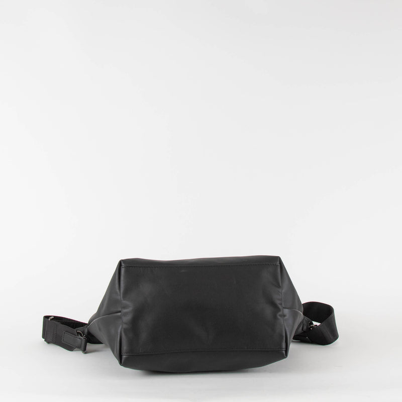 Longchamp Black Leather Le Pliage Tote Bag