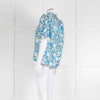 Me + Em Blue And Green Floral Silk Mix Top With Lace Trim