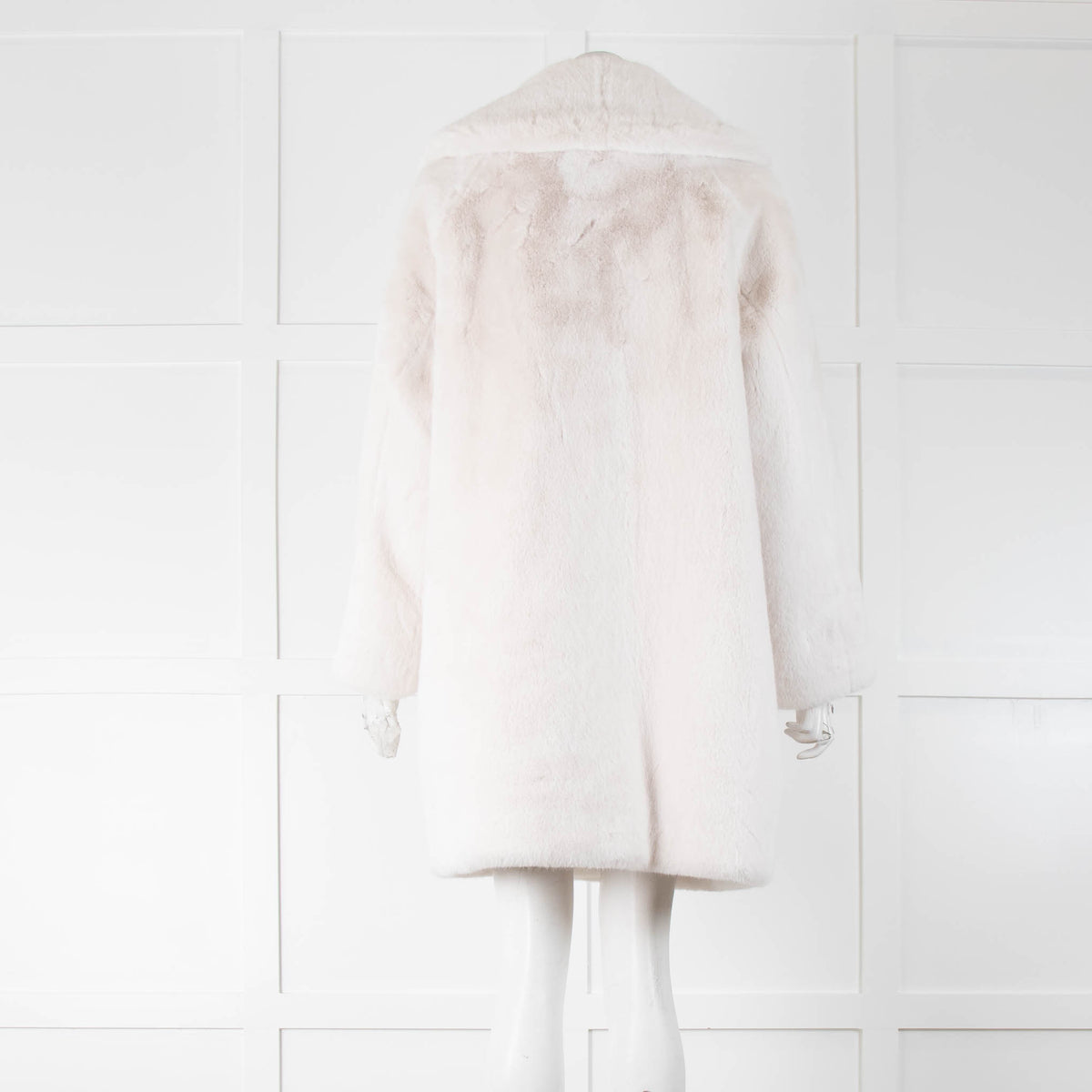 Donna Karan Cream Faux Fur Coat