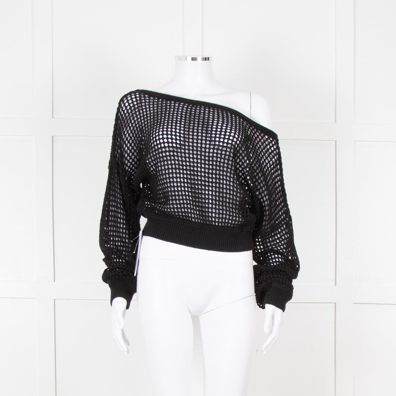 Alo Black Crochet Crop Jumper