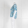 Me + Em Blue And Green Floral Silk Mix Top With Lace Trim