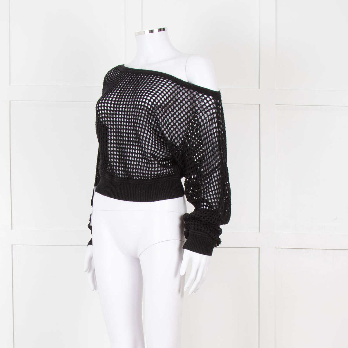 Alo Black Crochet Crop Jumper