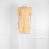 Sandro Yellow Lace Short Sleeve Shift Dress with Front Poppers
