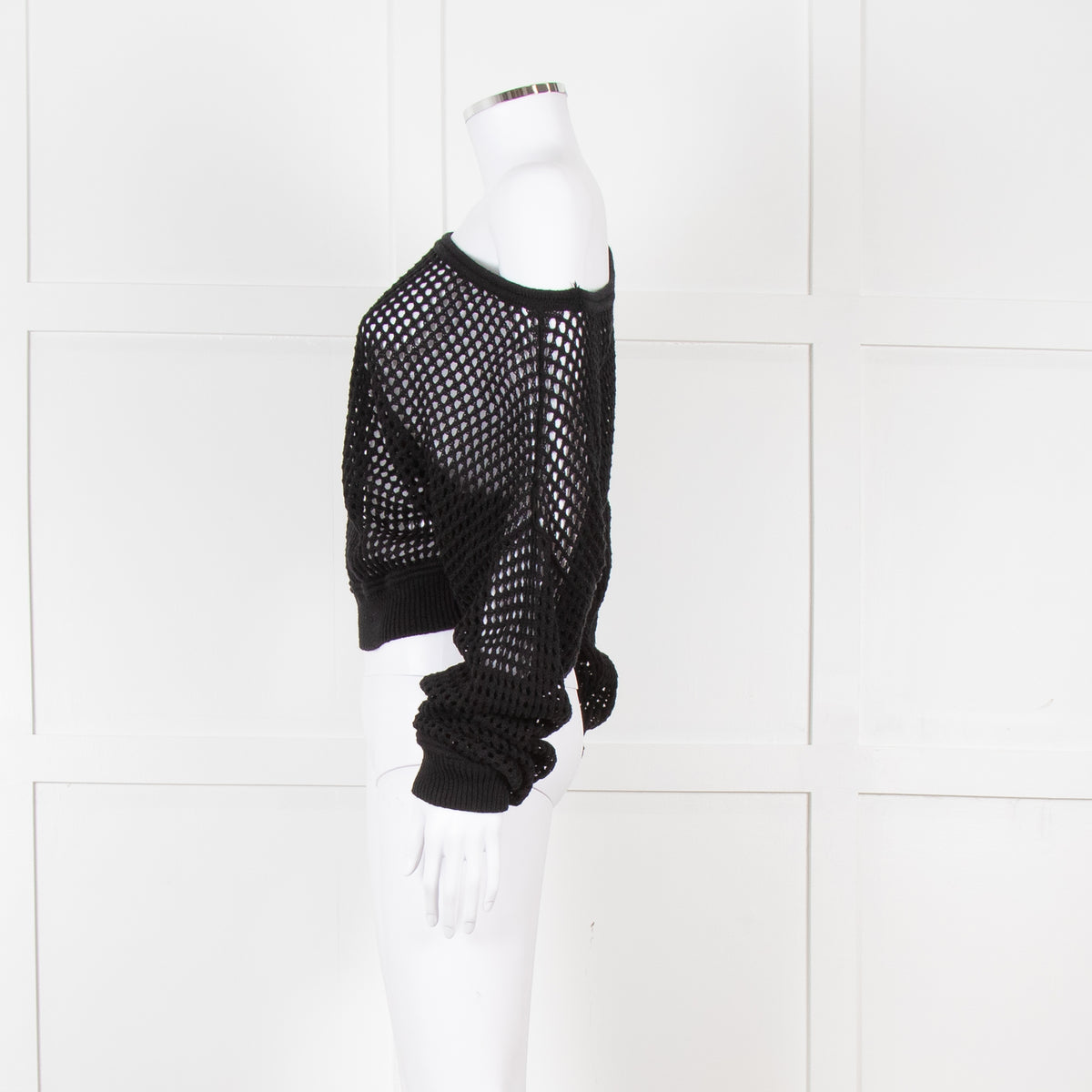 Alo Black Crochet Crop Jumper